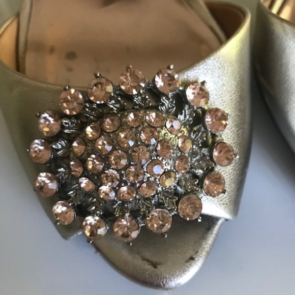 BADGLEY MISCHKA GOLD AND PINK CRYSTAL PEEP TOE PUMP - Picture 5 of 13